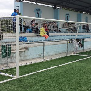 jgo porterías fútbol 11 metálicas trasladables tubo 100 mm reglamentarias