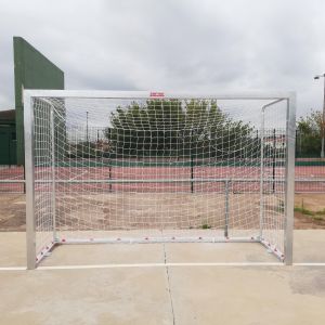 jgo porterías galvanizadas f.sala/balonmano metálicas trasladables 80x80mm con base 80x40mm