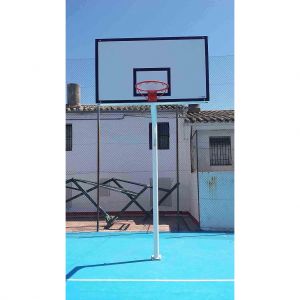 juego canastas baloncesto monotubo new tubo 114 mm fijas  -sin tablero, aro- con base de anclaje