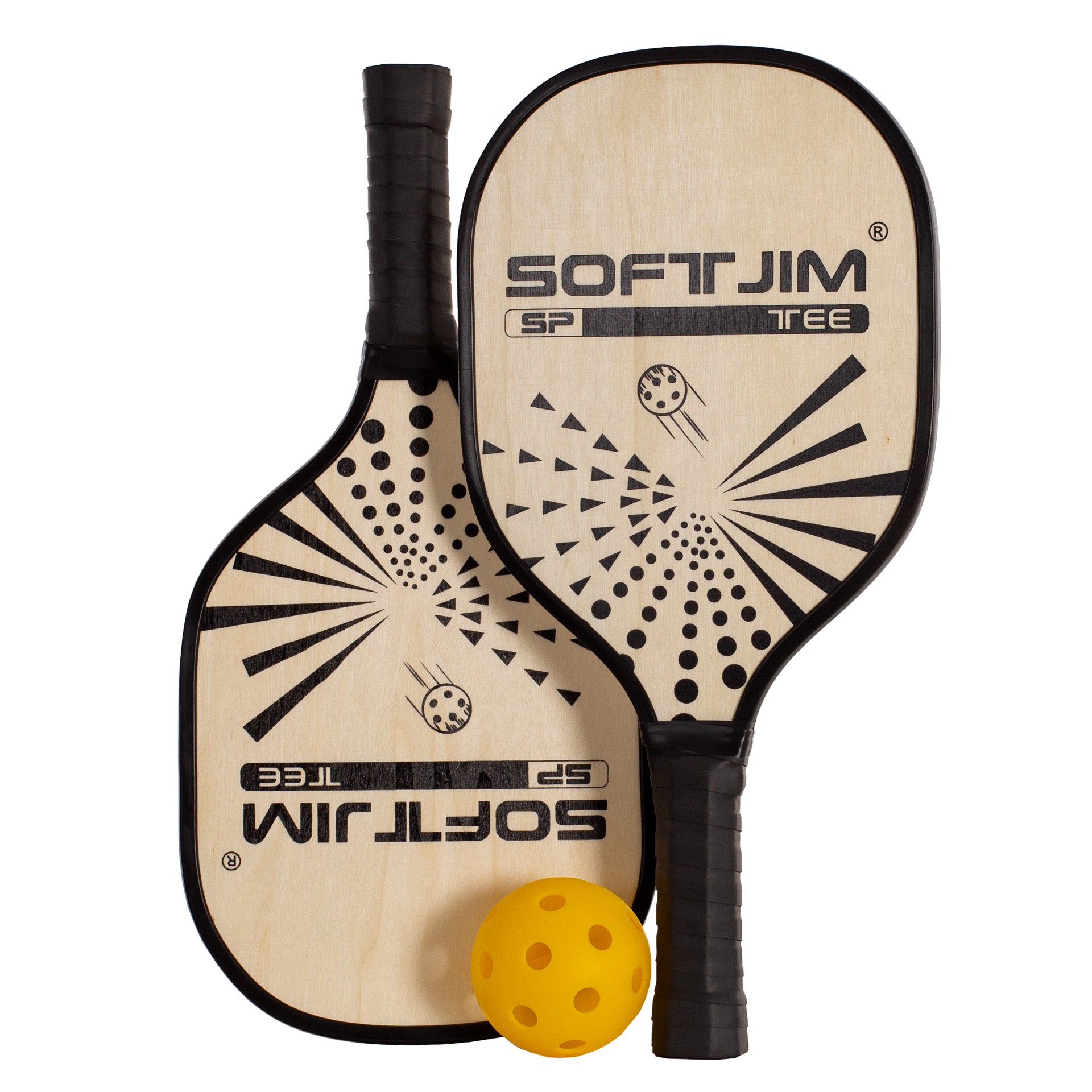 juego palas pickleball madera con pelota y funda 5