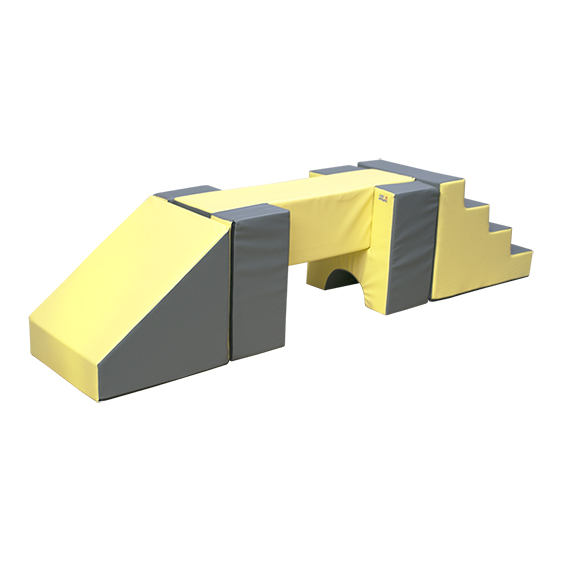 set figuras nº4 (escalera, 2 asientos, rectangulo y rampa) amarillo gris 60 cm