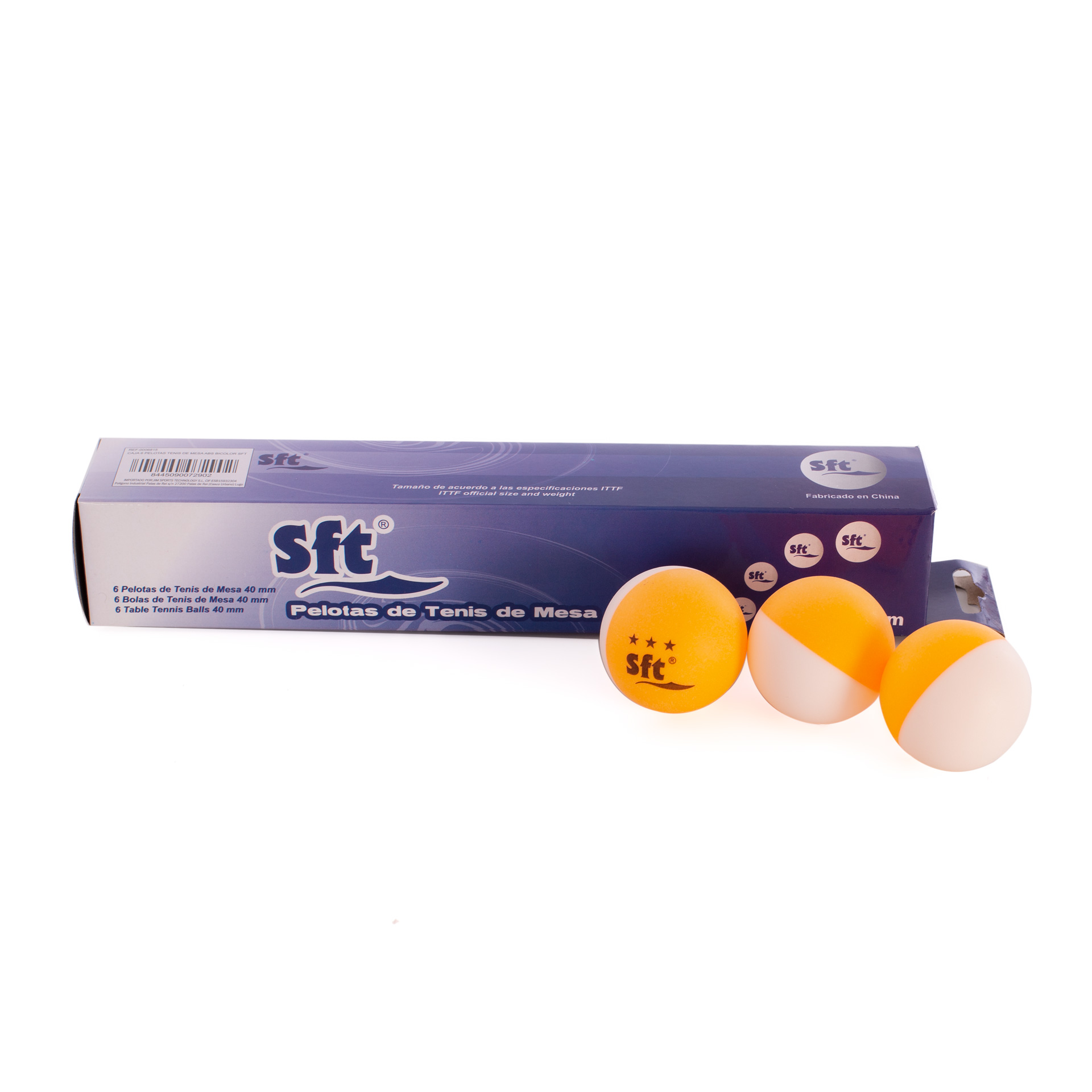 caja 6 pelotas tenis de mesa abs bicolor sft 2