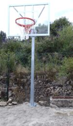 Juego Canastas Minibasket (2 Unidades),  Galvanizadas, Monotubo 114 Mm, Fijas Con Base De Anclaje (Sin Tableros, Aros, Redes).