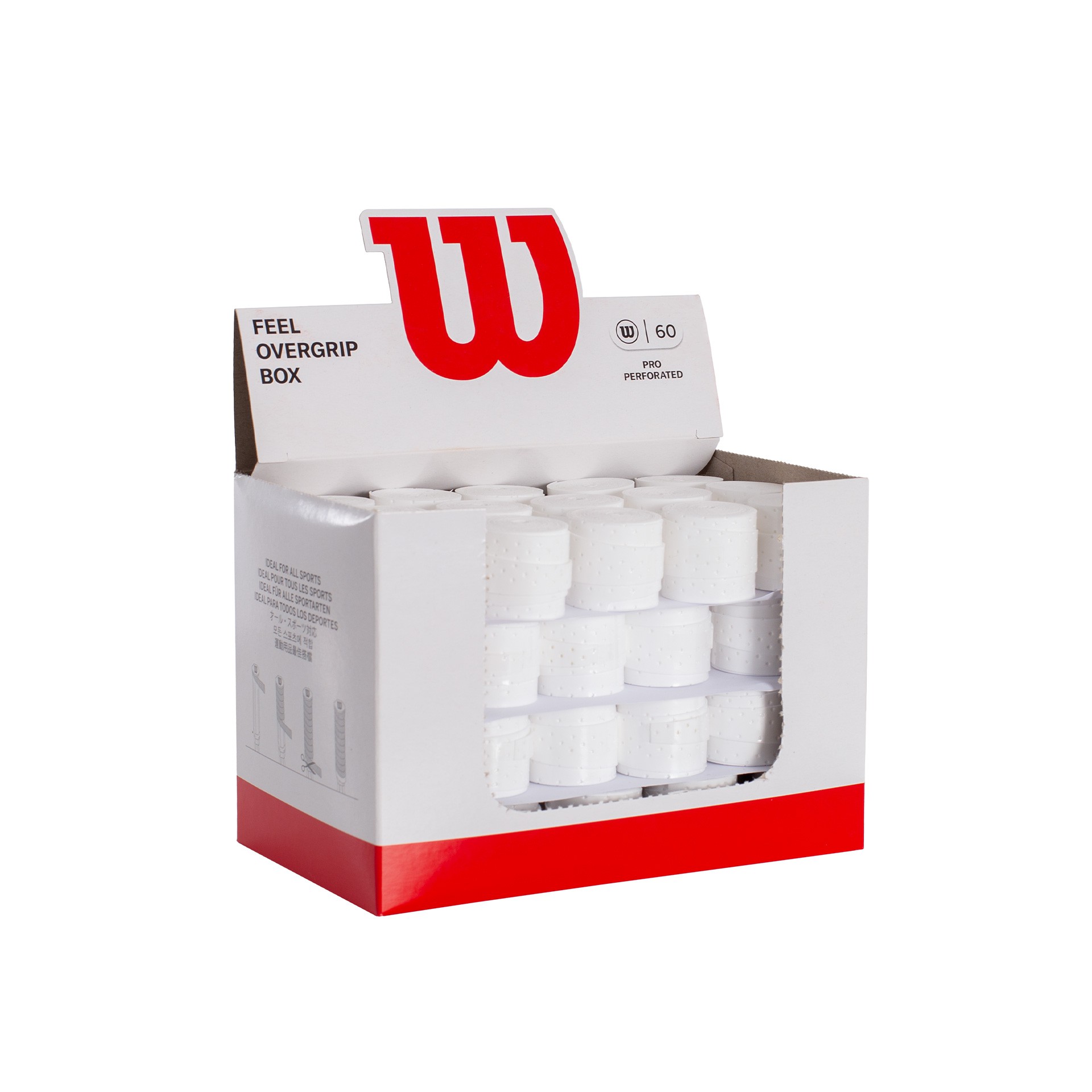 caja 60 overgrips wilson blanco pro perforados 2