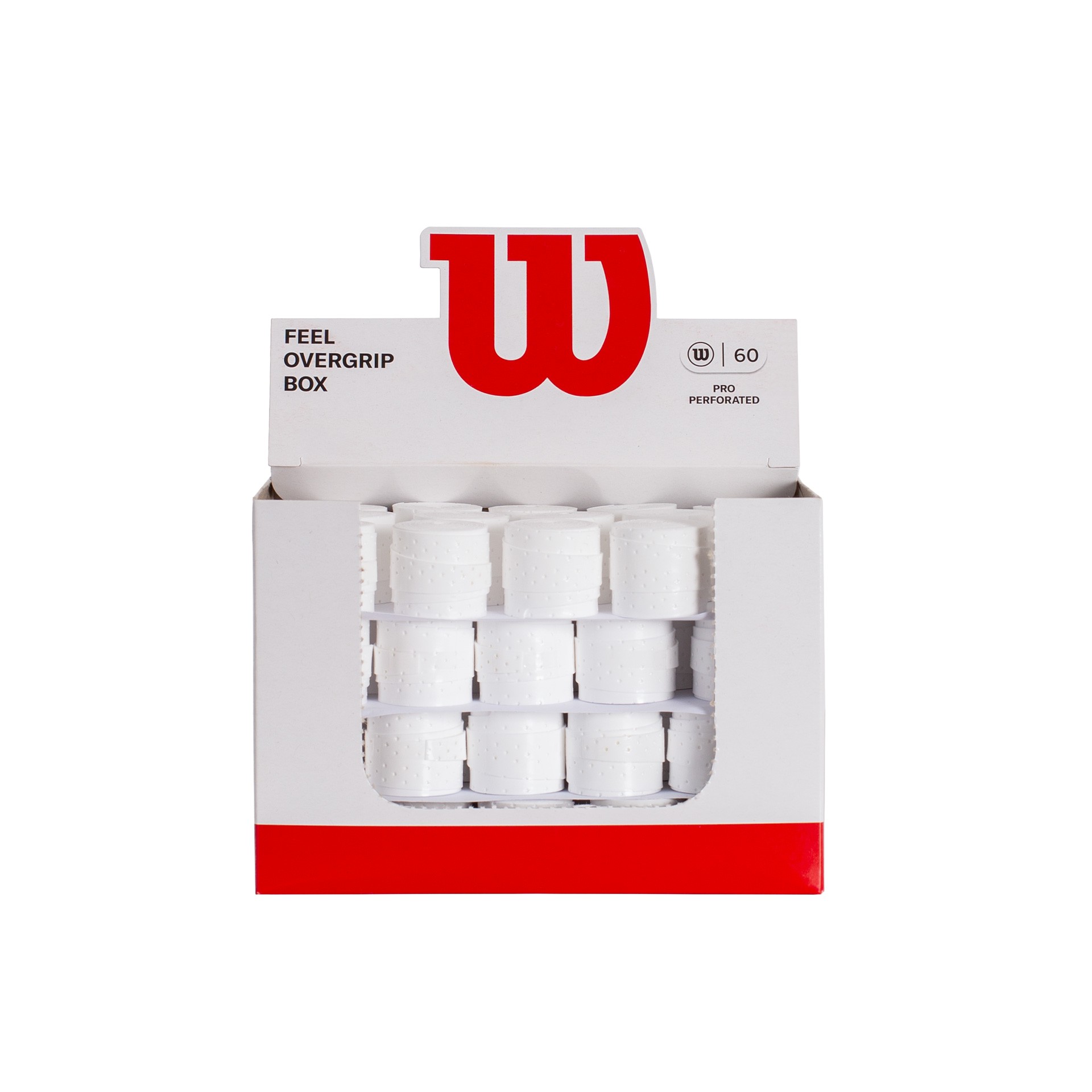 caja 60 overgrips wilson blanco pro perforados 3
