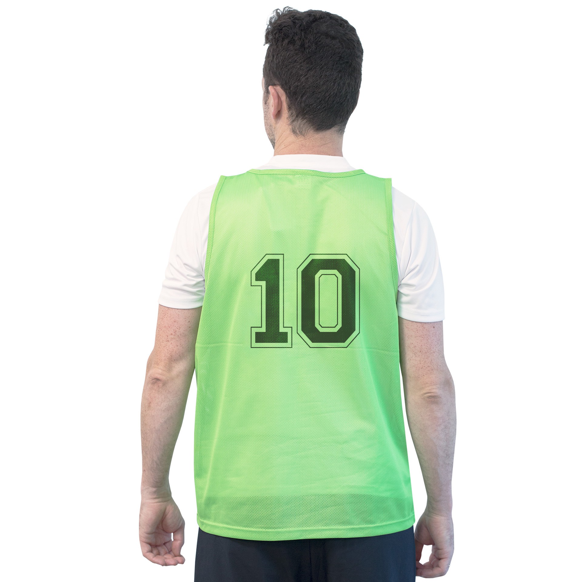 set 5 petos softee numerados del 6 al 10 verde