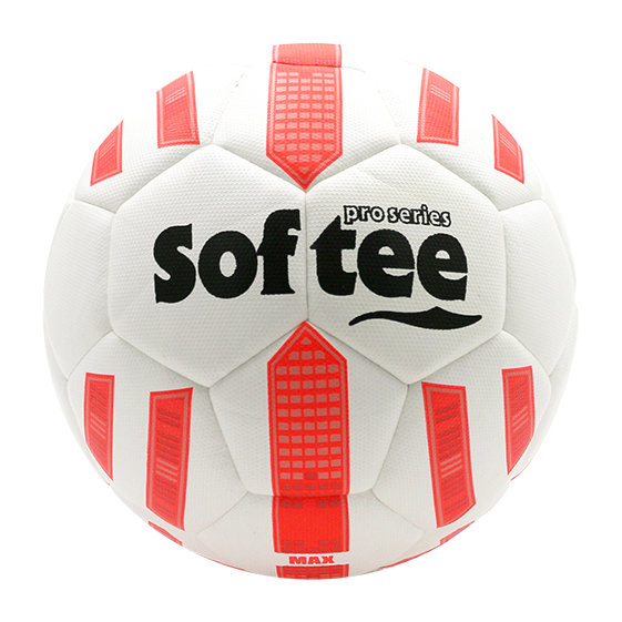 balón fútbol híbrido softee max blanco coral flúor