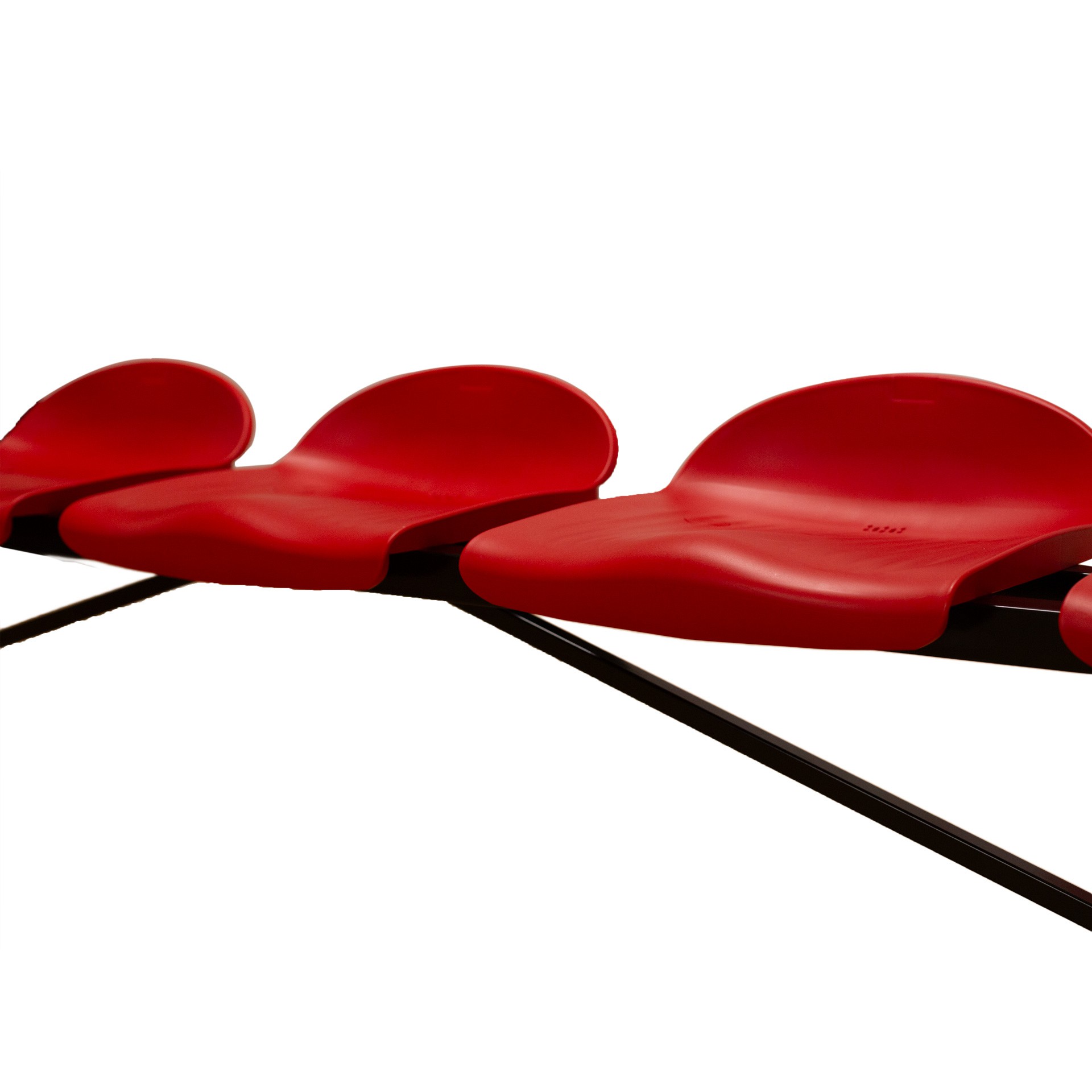 banco metálico con asientos rojo pvc -5 plazas- 2