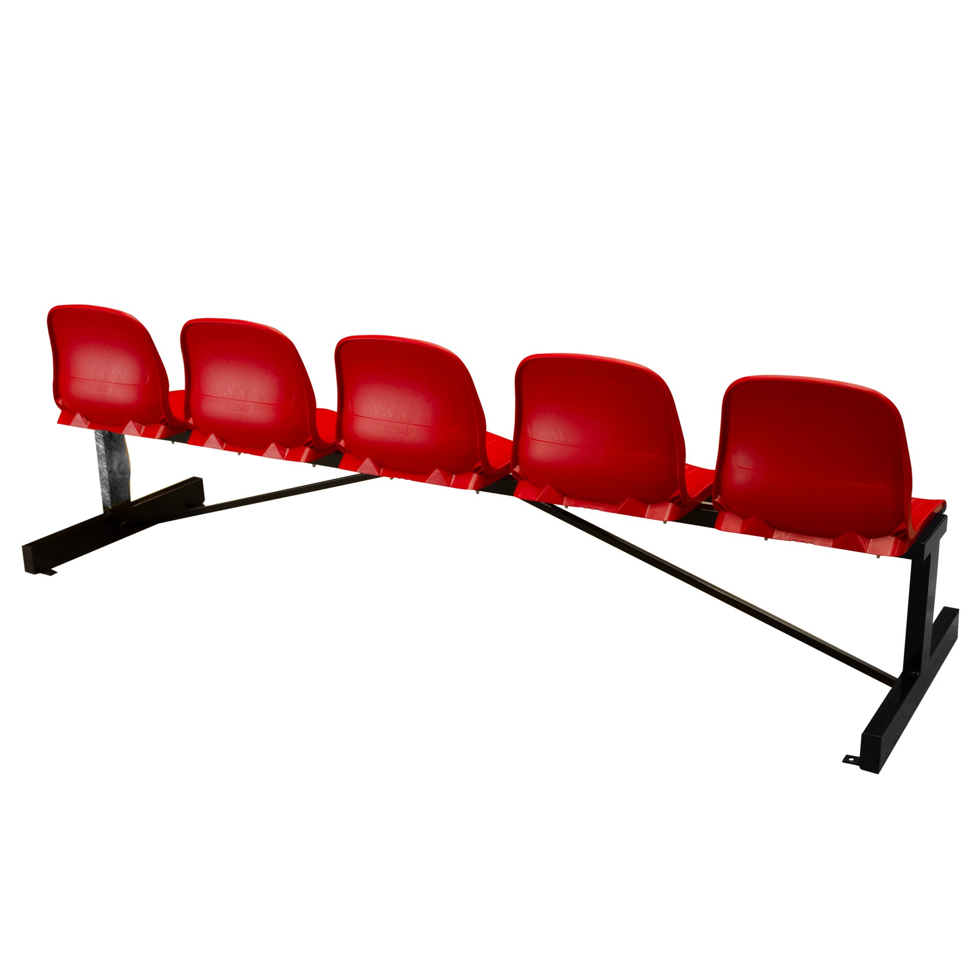 banco metálico new con asiento rojo pvc -5 plazas- 1