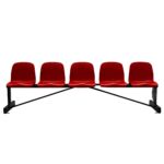 Banco metálico new con asiento rojo pvc -5 plazas-