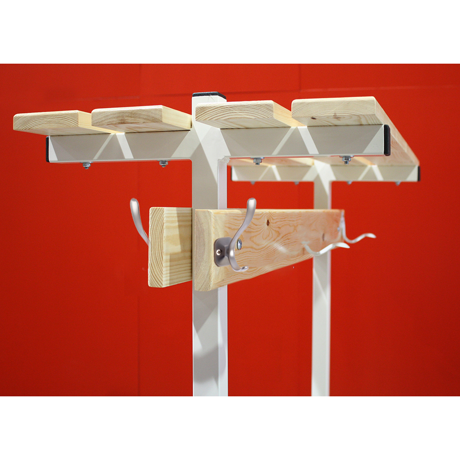 banco vestuario doble con zapatillero, percha y estante superior 3 banco vestuario doble con zapatillero, percha y estante superior 3