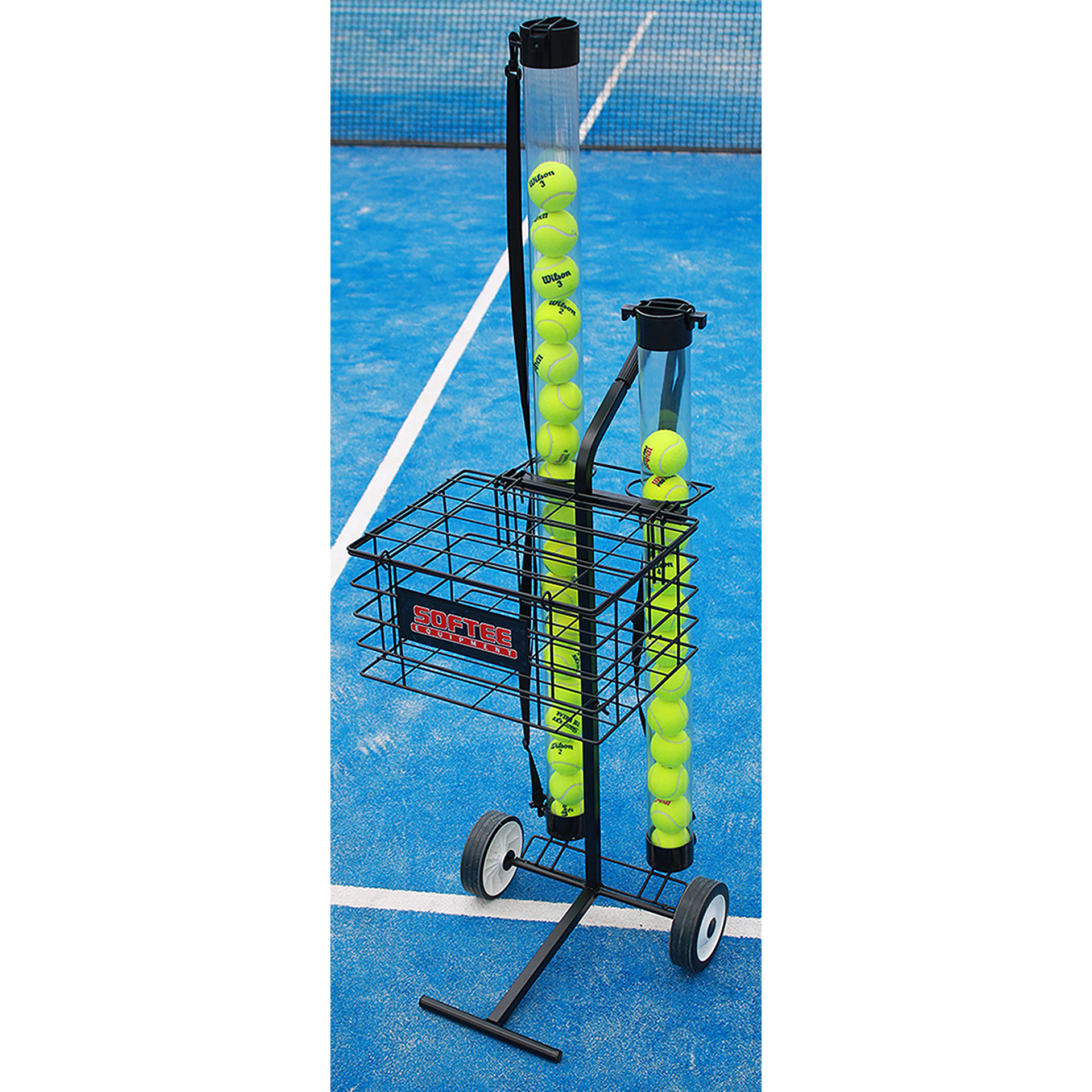 carro portapelotas tenis / pádel 80 pelotas softee negro