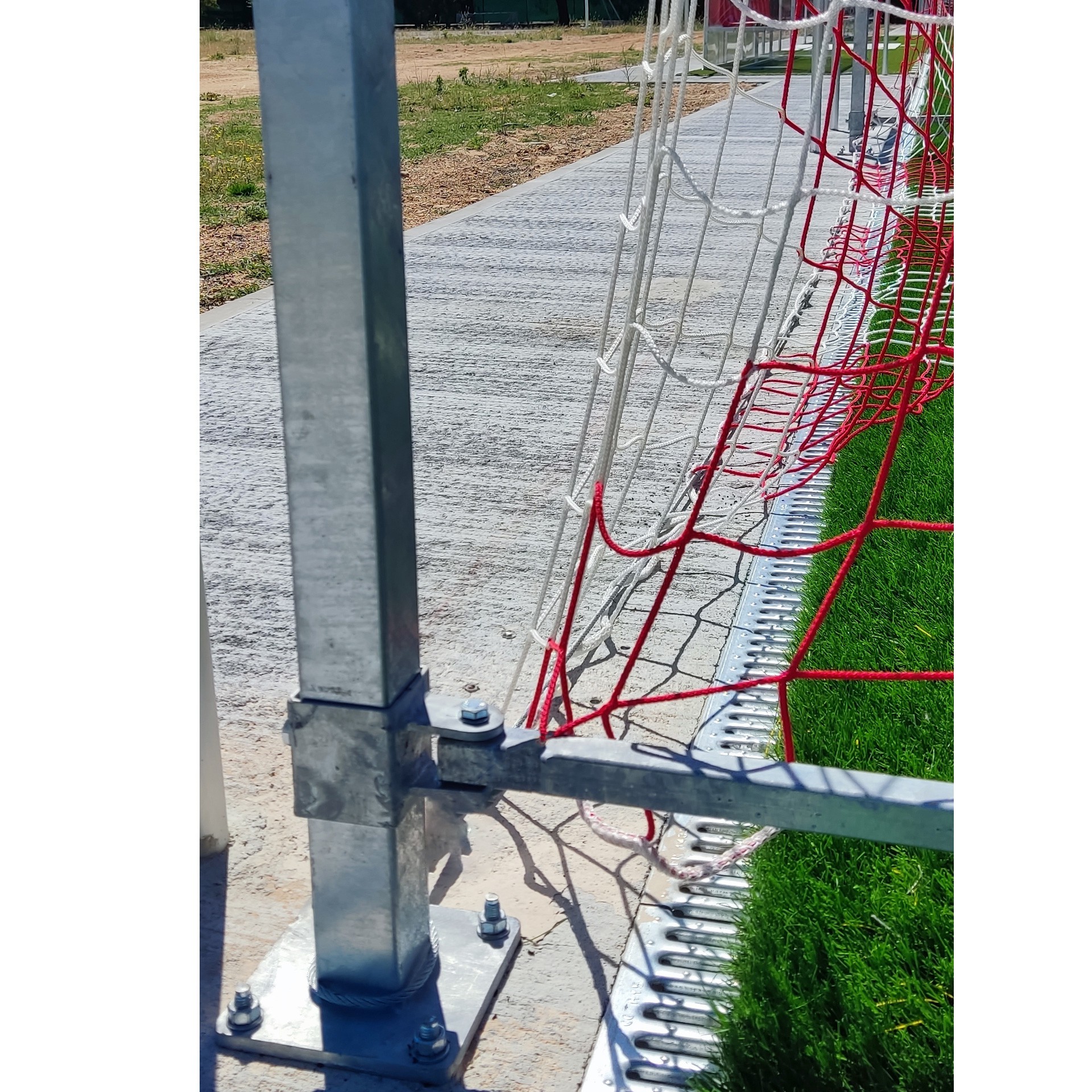 juego porterias (2 unidades) aluminio, futbol 7, 120×100 mm, abatibles con arquillos galvanizados en caliente 1