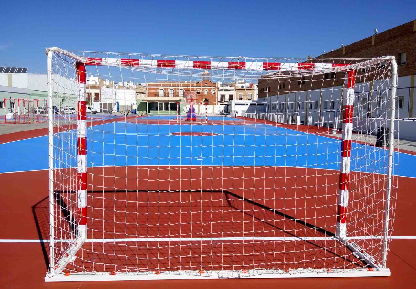 porterías futbol sala balonmano trasladables metalicas
