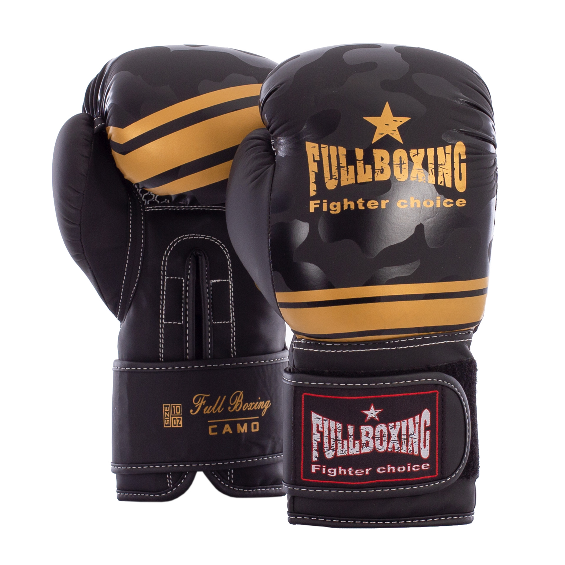 par de guantes boxeo fullboxing camo negro oro