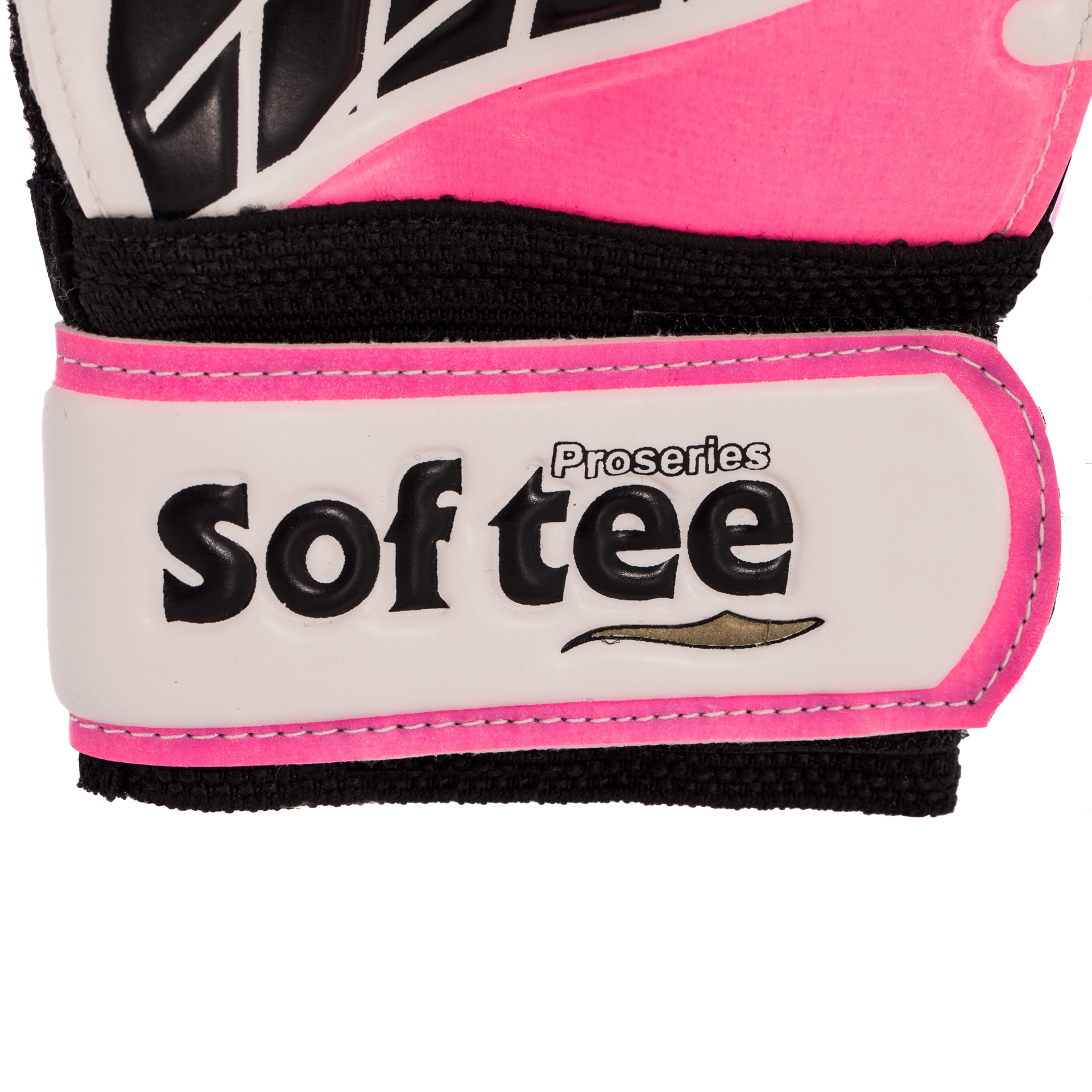 par de guantes portero softee europa blanco negro rosa