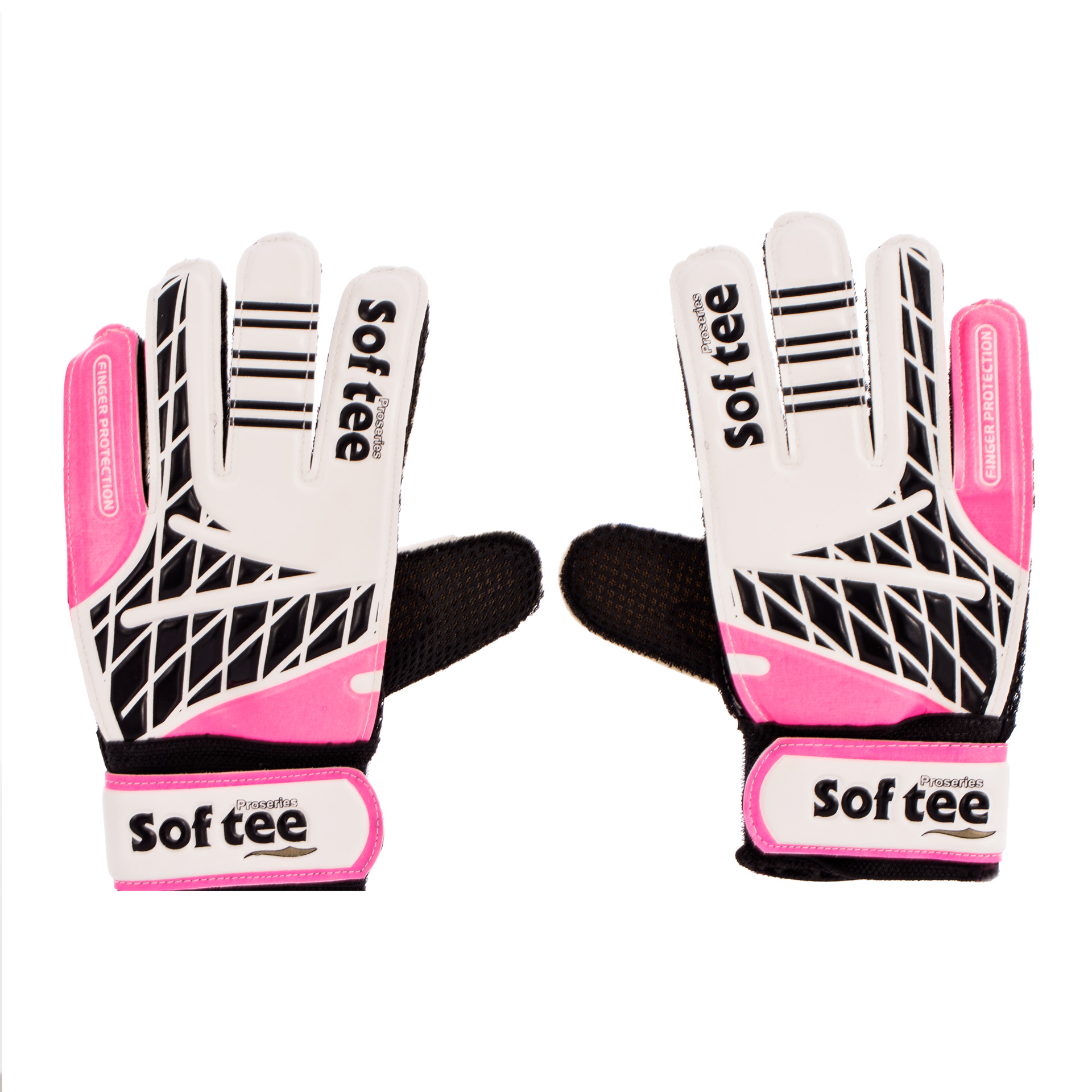 par de guantes portero softee europa blanco negro rosa 1