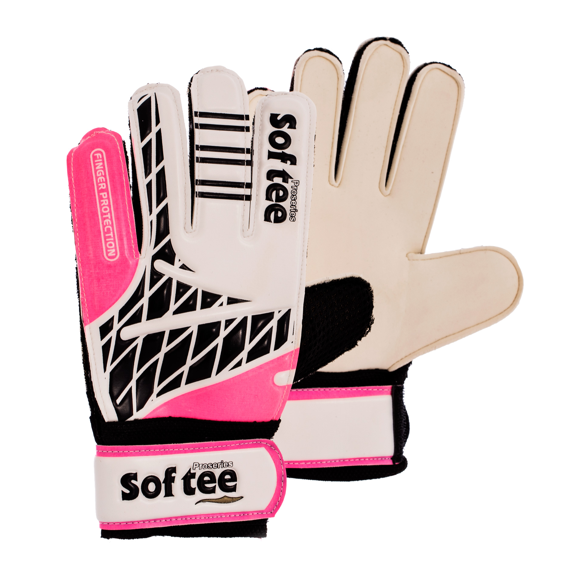 par de guantes portero softee europa blanco negro rosa 3