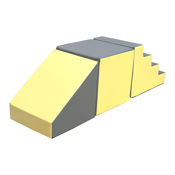 set figuras nº3 (escalera, cuadrado, rampa) 60 cm amarillo gris