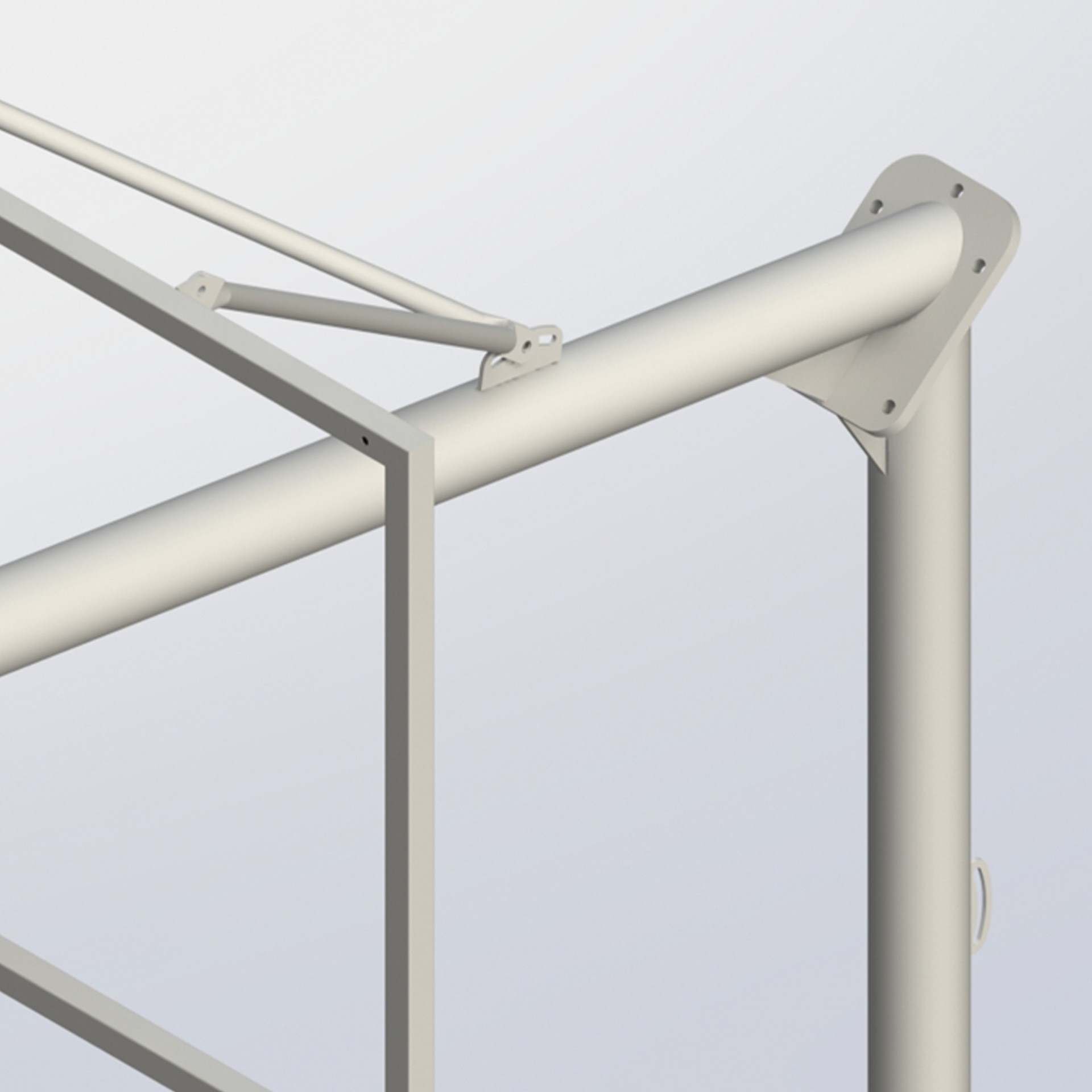 juego canastas baloncesto (2 unidades), fijas, monotubo 114 mm. (sin tableros, aros, redes) con base de anclaje 3