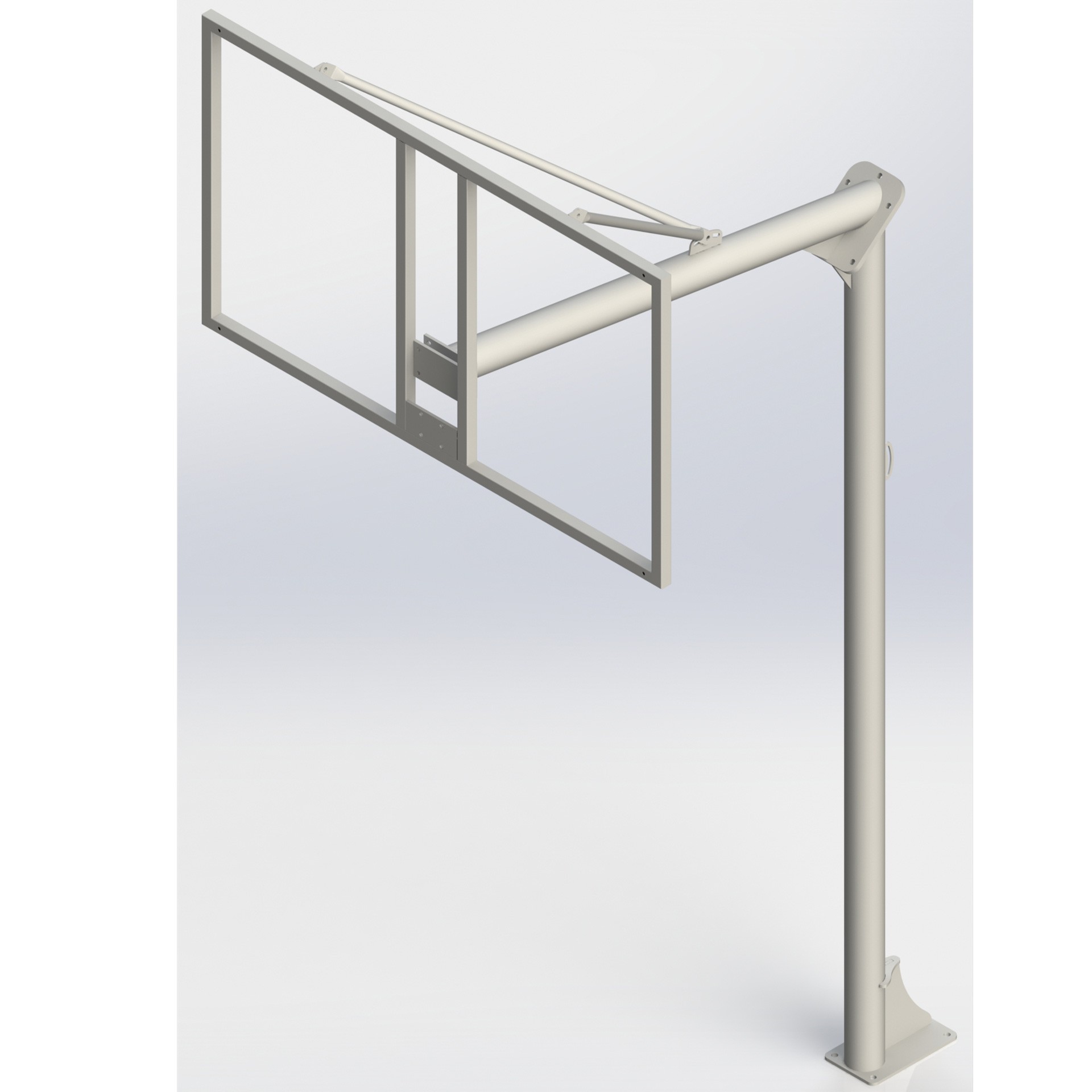 juego canastas baloncesto (2 unidades), fijas, monotubo 114 mm. (sin tableros, aros, redes) con base de anclaje 4