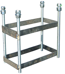 juego canastas baloncesto (2 unidades), fijas, monotubo 114 mm. (sin tableros, aros, redes) con base de anclaje