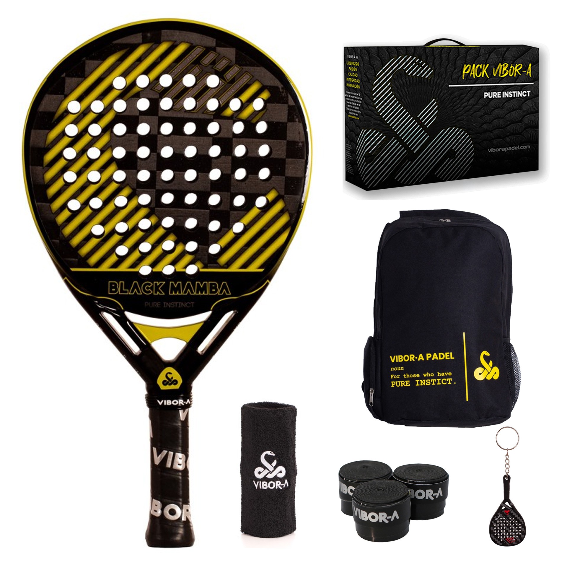 pack pala de pádel vibor-a black mamba evo pro black 1