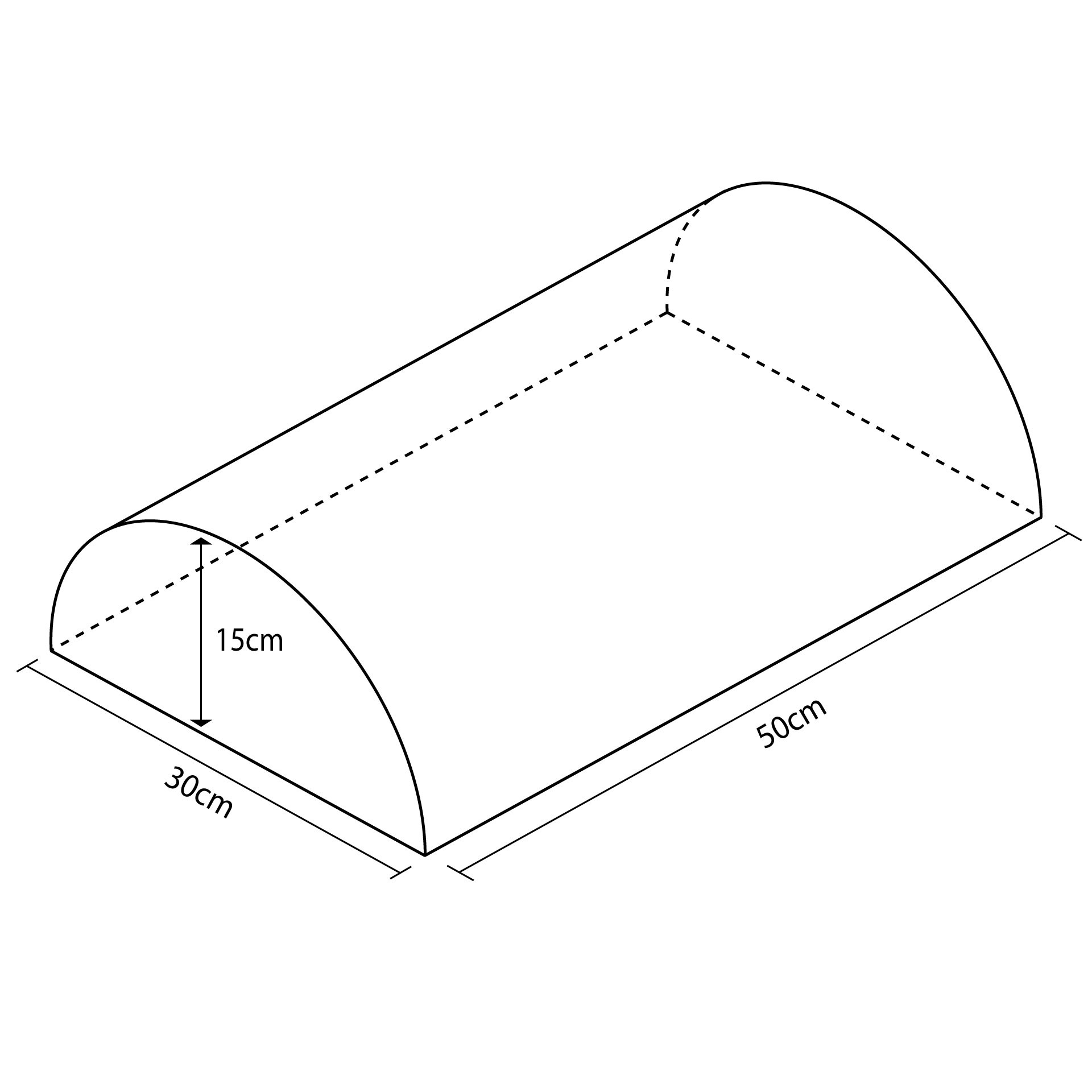 figura semicilindro 50x15x30 cm 50x30x15 cm figura semicilindro 50x15x30 cm 50x30x15 cm