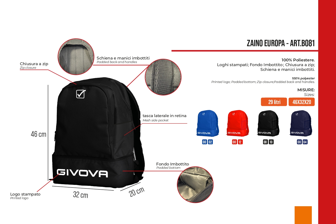 ZAINO EUROPA-givova-sports equipe ZAINO EUROPA-givova-sports equipe