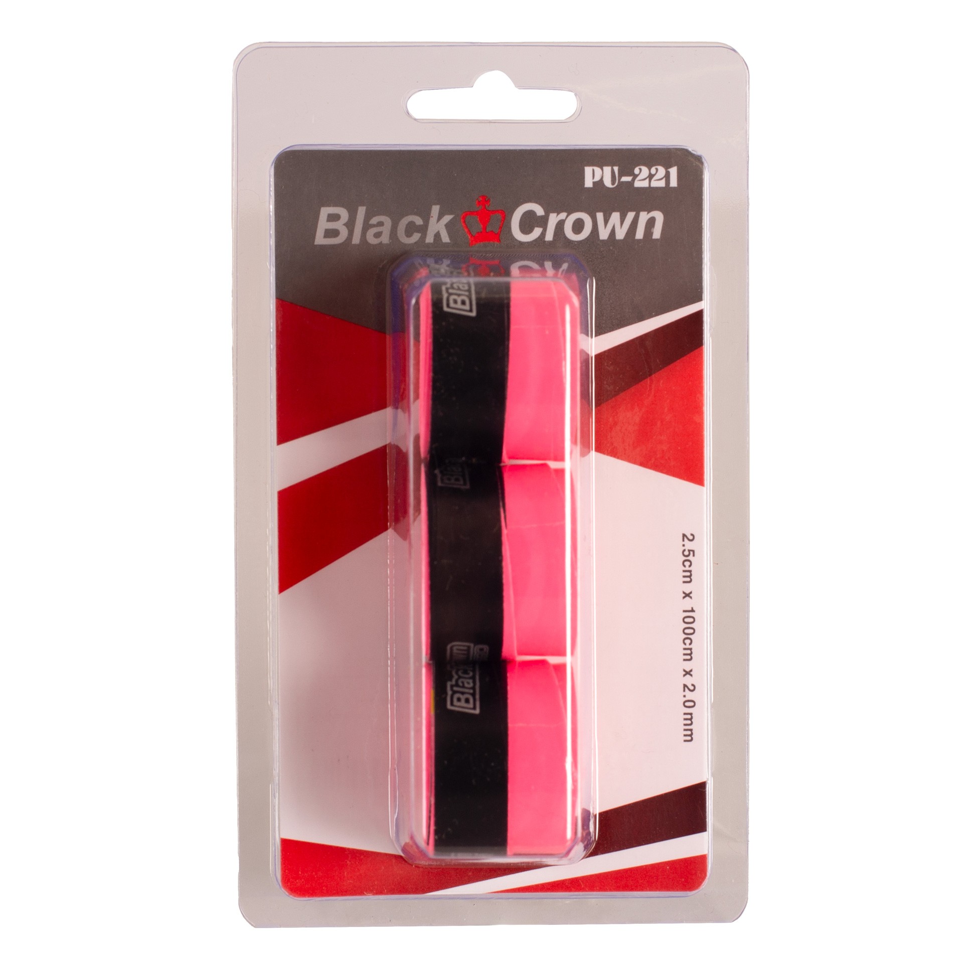 blister 3 overgrips black crown perforados rosa flúor