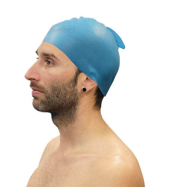 lote 10 gorros natación silicona con aleta softee azul