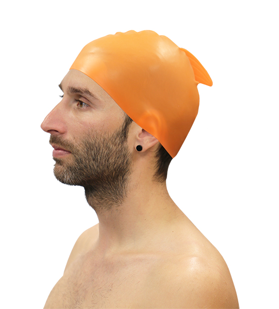 lote 10 gorros natación silicona con aleta softee naranja