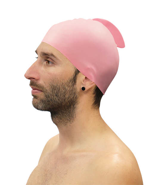 lote 10 gorros natación silicona con aleta softee rosa