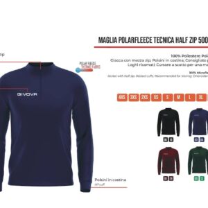 sudadera maglia-polarfleece tecnica-half-zip 500-sports-equipe