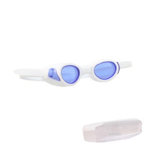 Gafas de natación Speed en color blanco con lentes azuladas y estuche, Softee