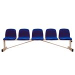 Banco metálico new con asiento azul pvc -5 plazas-respaldo alto - Imagen 2
