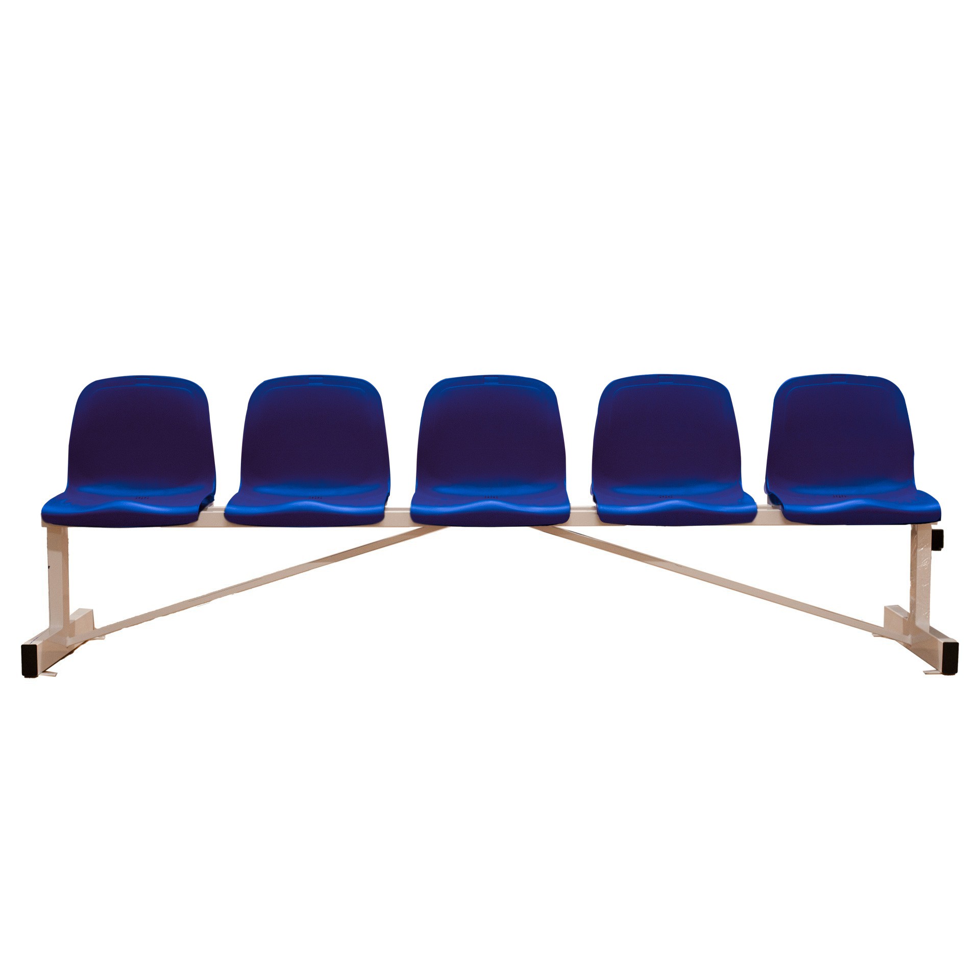 Banco metálico new con asiento azul pvc -5 plazas-respaldo alto - Imagen 2