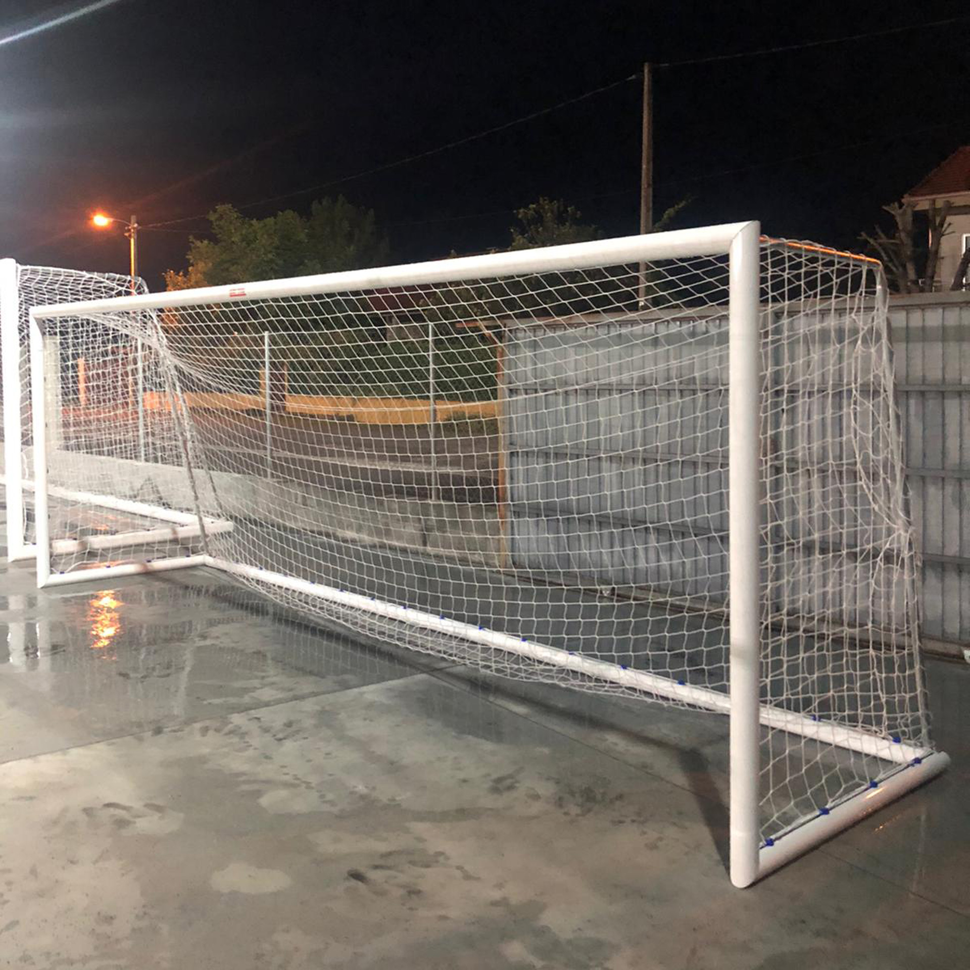 juego porterias (2 unidades) aluminio, futbol 7, 90 mm, trasladables