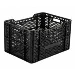 Minibanasta de polietileno negra apilable 50x37,5x28 cm, dos unidades apiladas – Sports Equipe