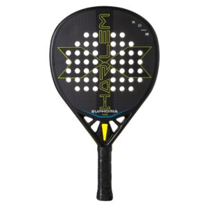Cara de la pala de pádel Euphoria Pro 3K con agujereado doble y logotipo Harlem