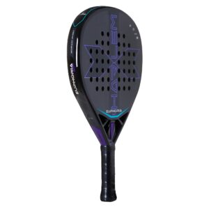Vista en ángulo de la pala de pádel Euphoria Soft 3K Harlem con agujereado doble