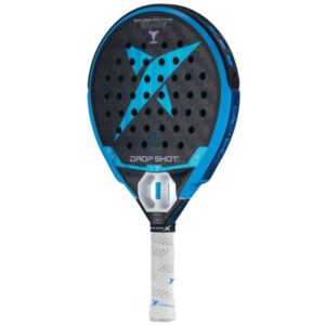 Pala de pádel Explorer Pro Attack Drop Shot con overgrip blanco, vista frontal