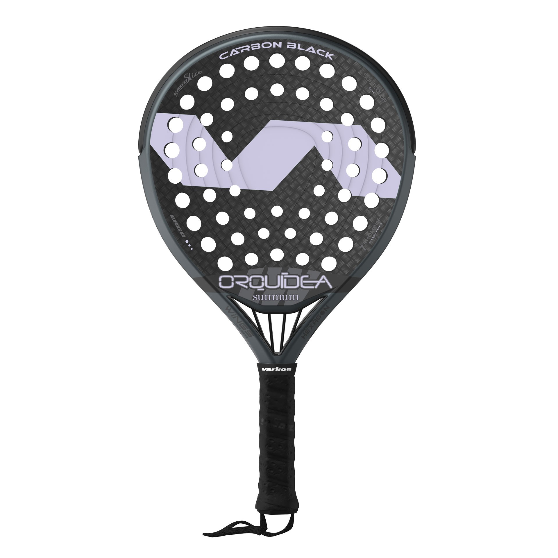 pala-padel-lw-carbon-black-orquidea-varlion-sportsequipe Pala de pádel LW Carbon Black Orquídea redonda en gris y lila Varlion – Sports Equipe