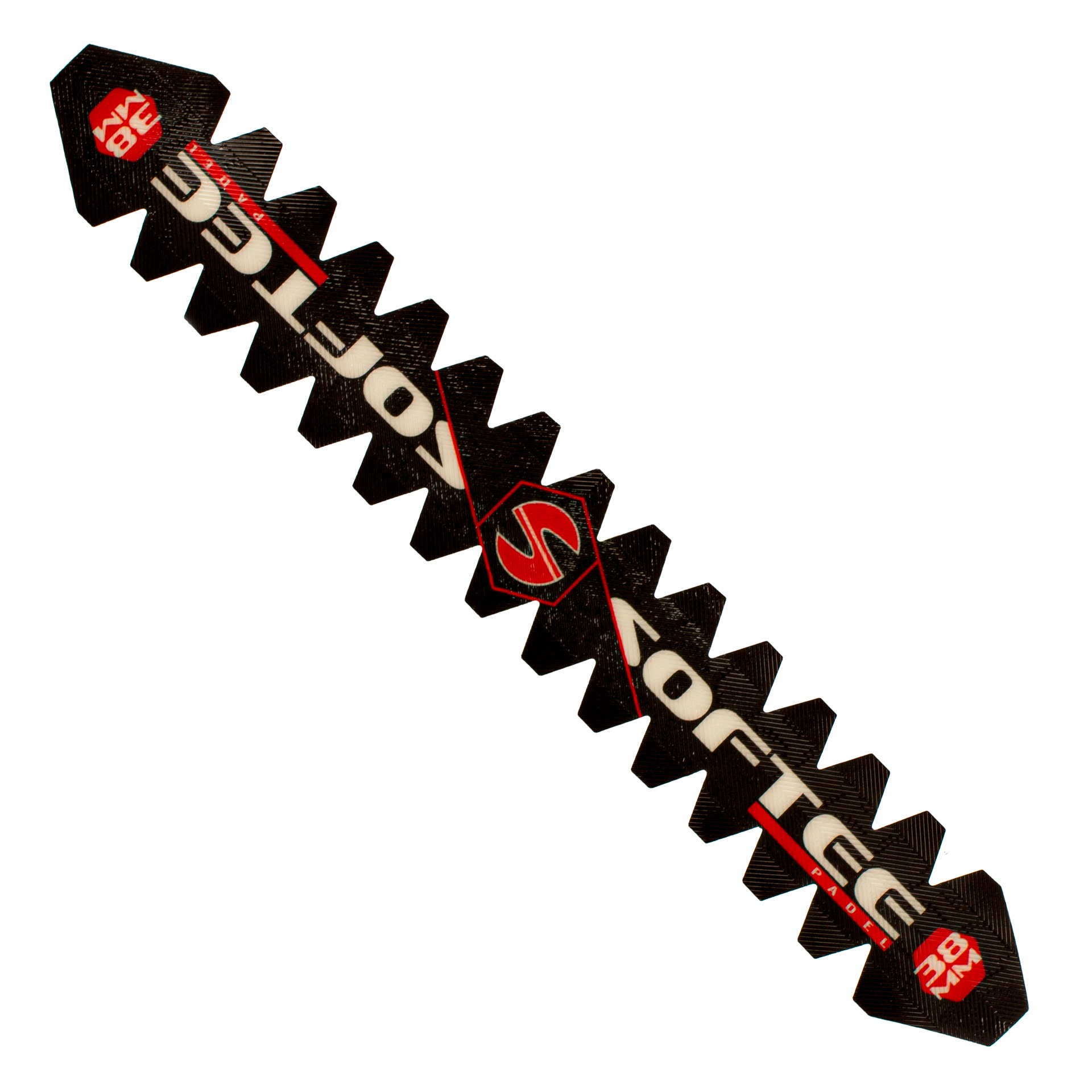 protector-pala-padel-dentado-negro-softee-sportsequipe Protector de pala de pádel dentado negro con logotipo rojo Softee – Sports Equipe