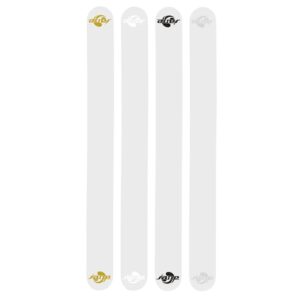 Protectores transparentes Sane mostrados con logotipo dorado, blanco y negro