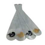 Protectores transparentes de pala de pádel Sane en abanico, detalle del logotipo