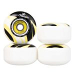 Juego de cuatro ruedas blancas, negras y amarillas del skate Crandon Palmdeck